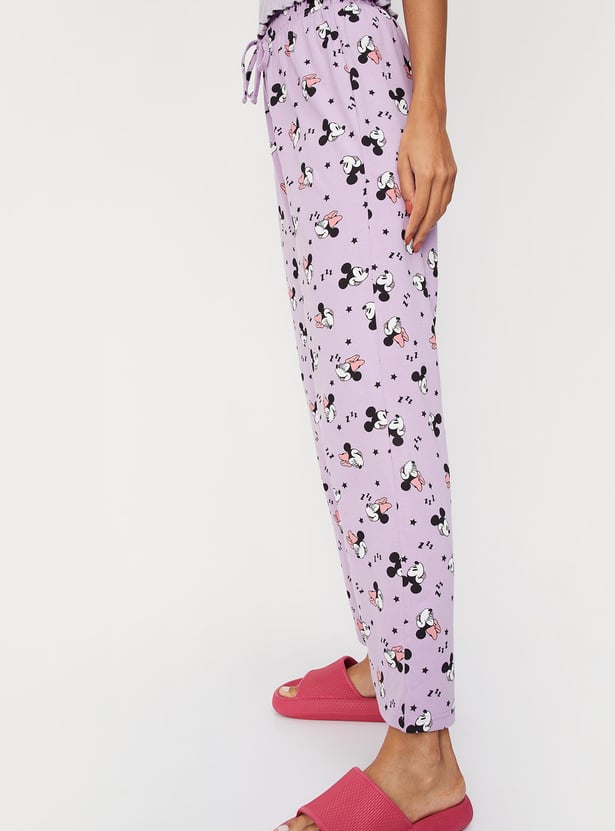 Women Mickey & Minnie Printed Knit Pyjamas