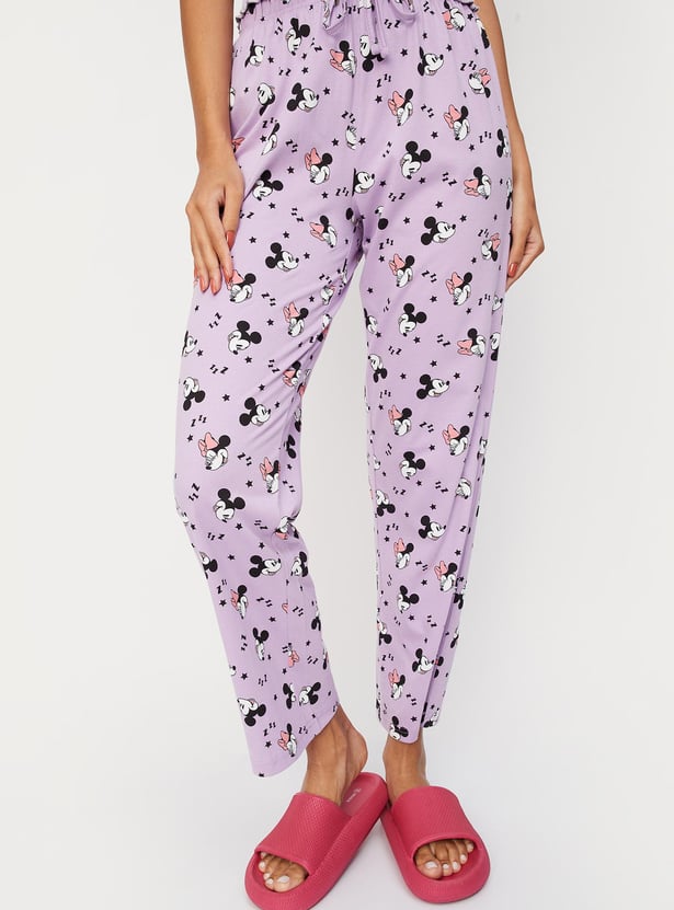 Women Mickey & Minnie Printed Knit Pyjamas