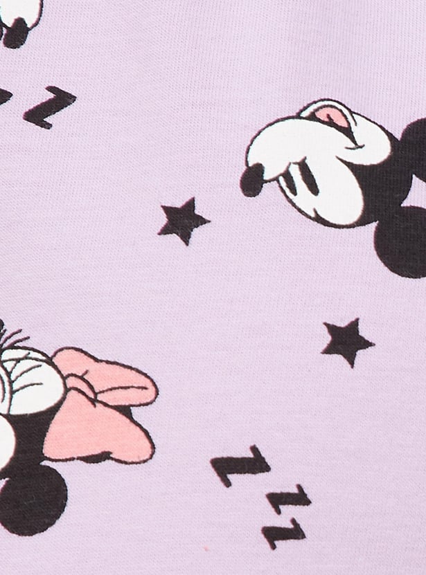 Women Mickey & Minnie Printed Knit Pyjamas