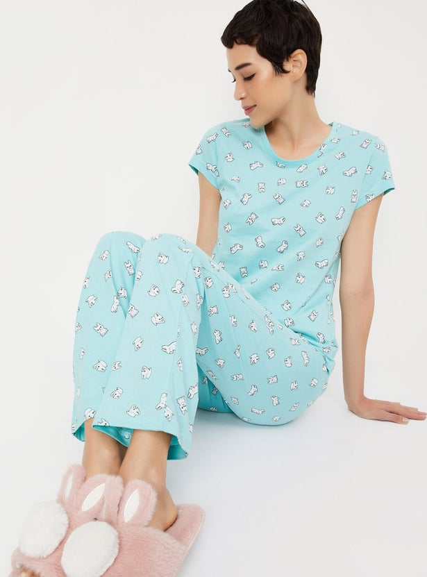 Women Quirky Printed PJ Set