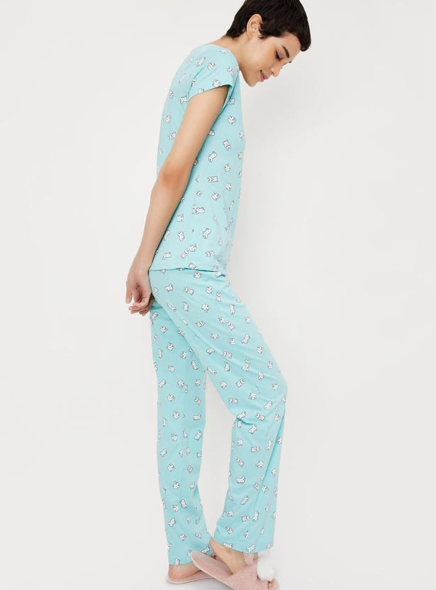 Women Quirky Printed PJ Set
