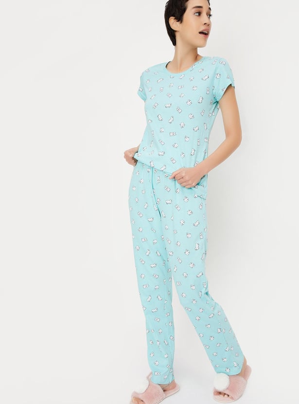 Women Quirky Printed PJ Set