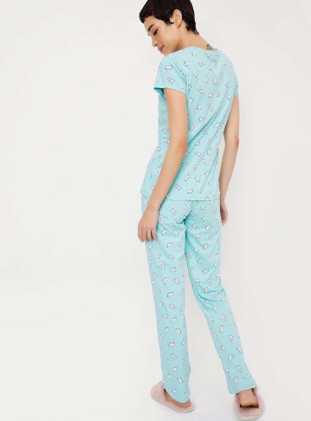 Women Quirky Printed PJ Set