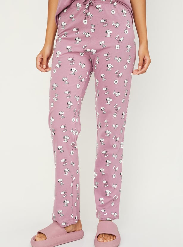 Women PEANUT Snoopy Printed PJ Set