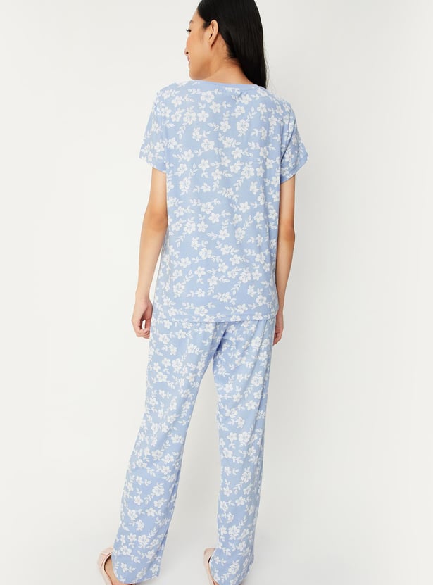 Women Floral Printed PJ Set