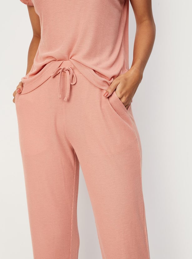 Women Ribbed PJ Set
