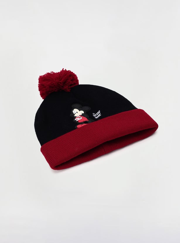 Boys Mickey Mouse Beanie with Pom-Pom