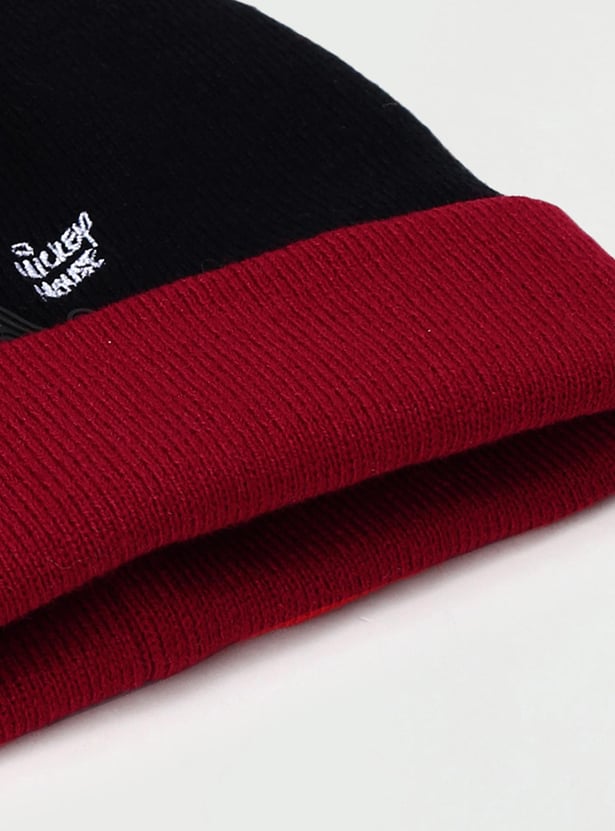 Boys Mickey Mouse Beanie with Pom-Pom