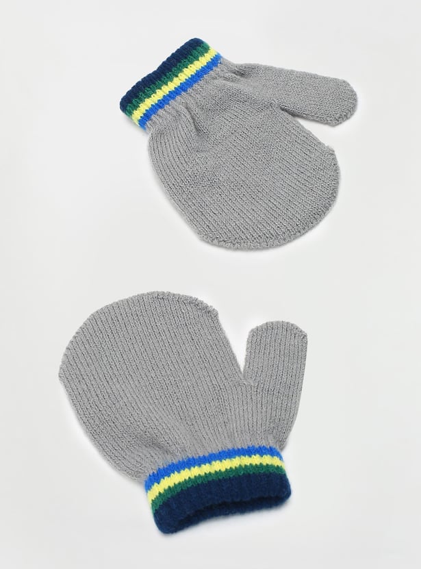 Boys Embroidered Beanie & Mitten Set