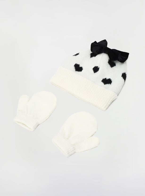 Girls Knitted Beanie & Mitten Set