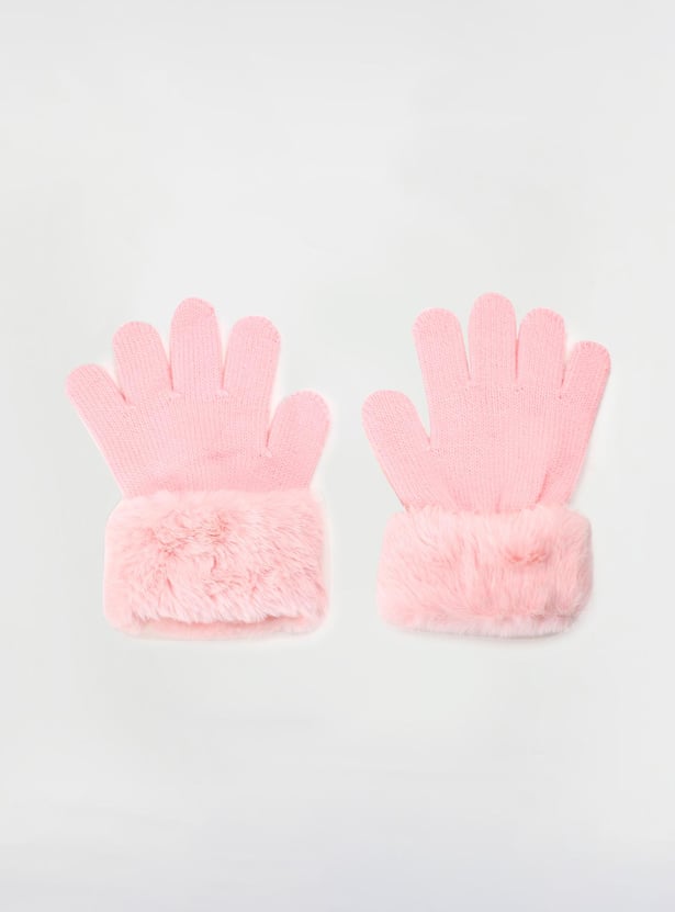 Buy Girls Knitted Gloves With Fur Online at just