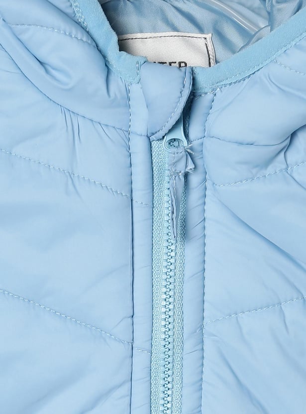 Girls Solid Hooded Gilet