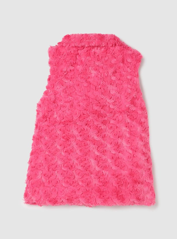 Girls Rosette Fur Textured Jacket