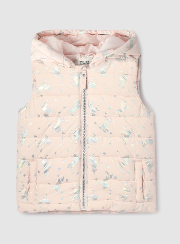 Girls Unicorn Printed Hooded Gilet