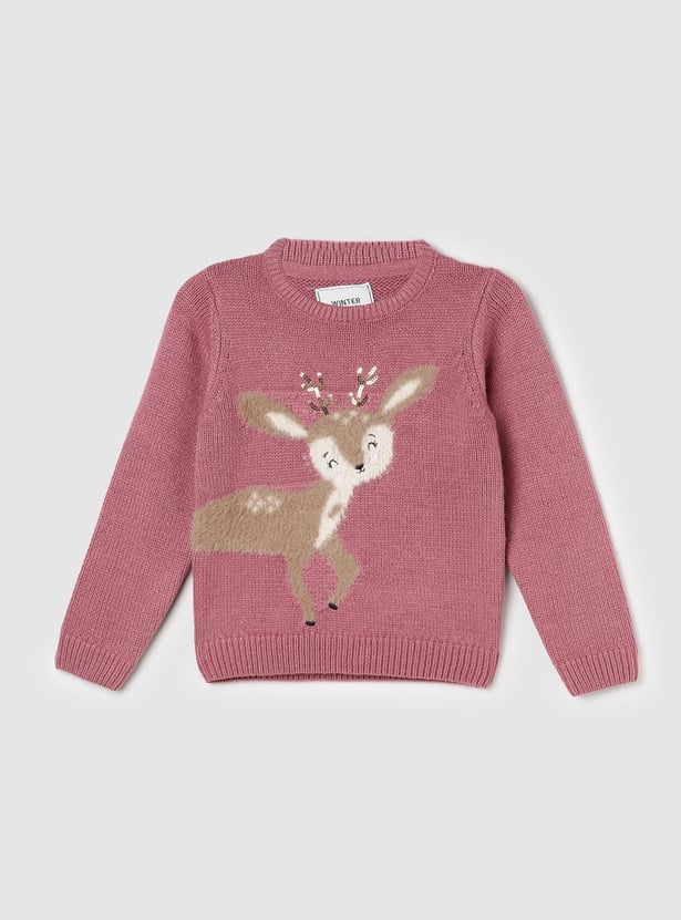 Girls Applique Detail Sweater