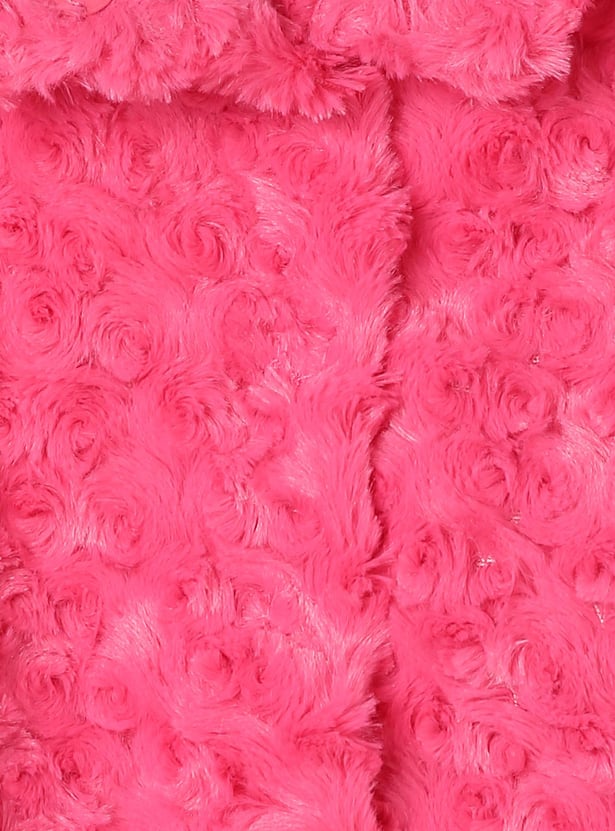 Girls Rosette Fur Textured Jacket