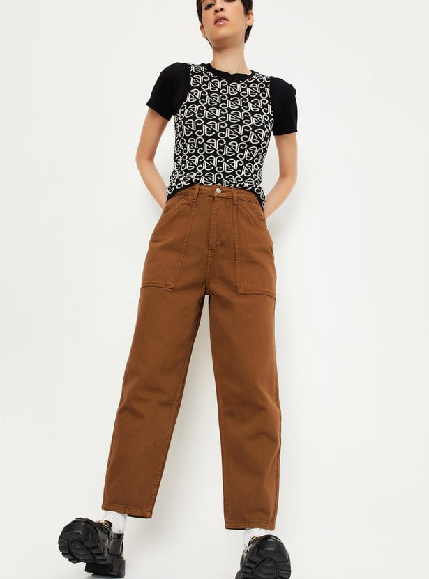 Women Solid Utility Trousers