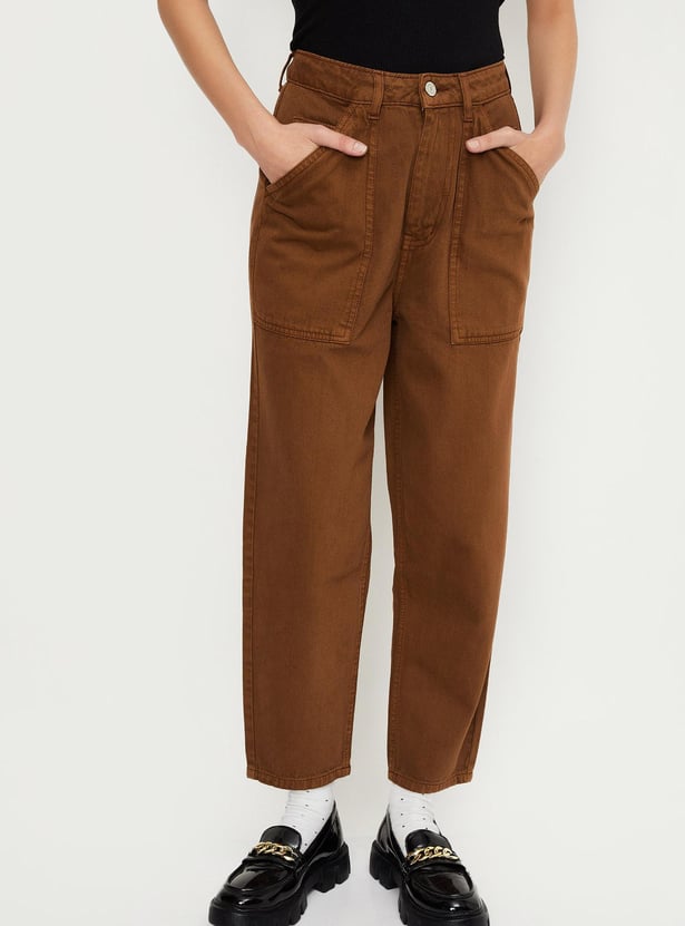 Women Solid Utility Trousers