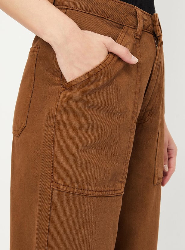 Women Solid Utility Trousers