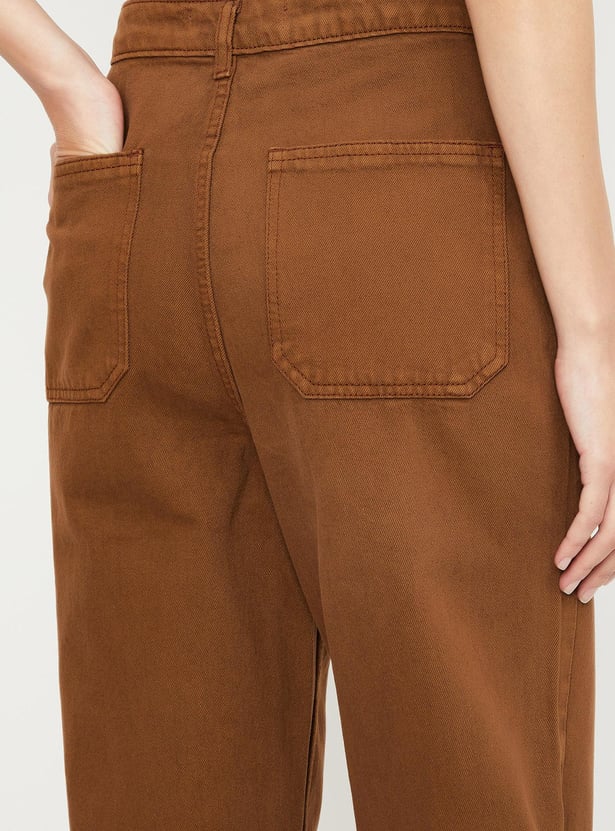 Women Solid Utility Trousers