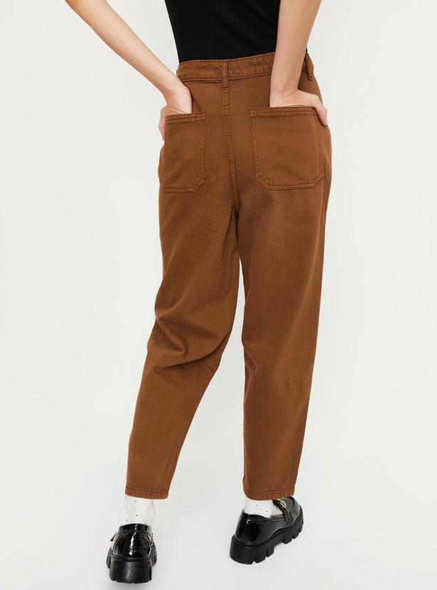Women Solid Utility Trousers