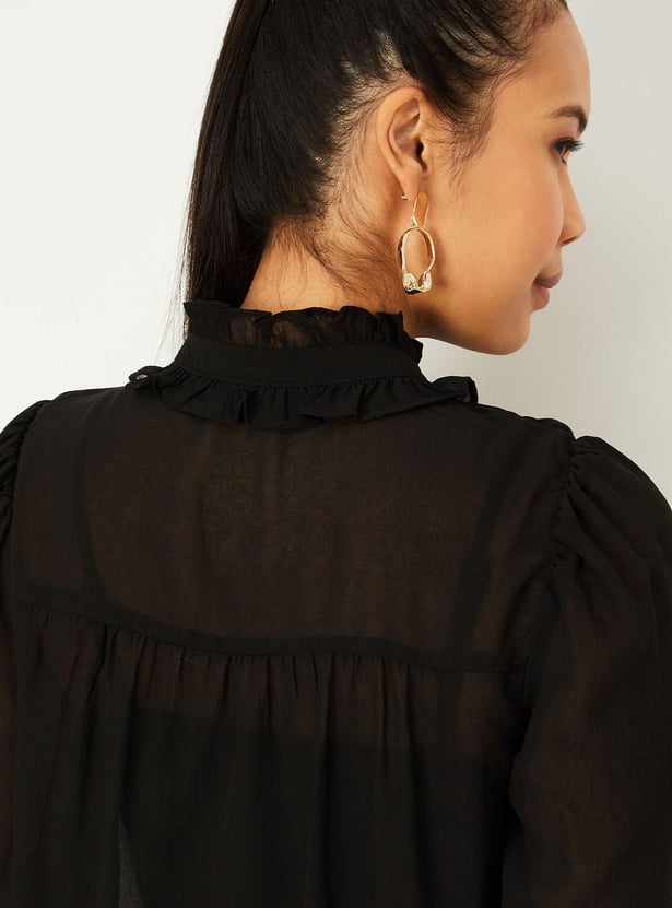 Women Tie-Up Neck Blouse with Camisole