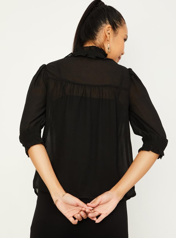 Women Tie-Up Neck Blouse with Camisole