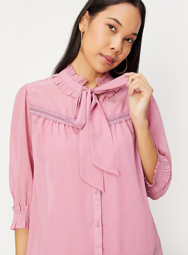 Women Tie-Up Neck Blouse with Camisole