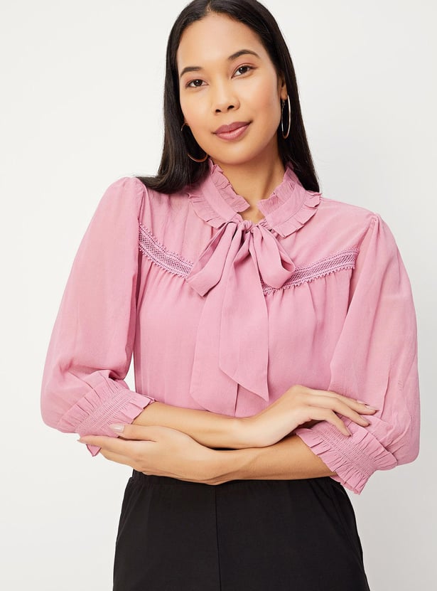 Women Tie-Up Neck Blouse with Camisole