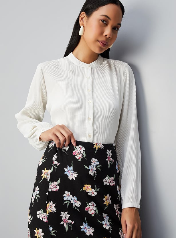 Women Pleated Semi-Formal Blouse
