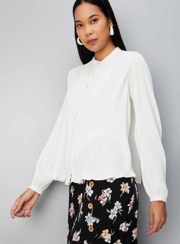 Women Pleated Semi-Formal Blouse