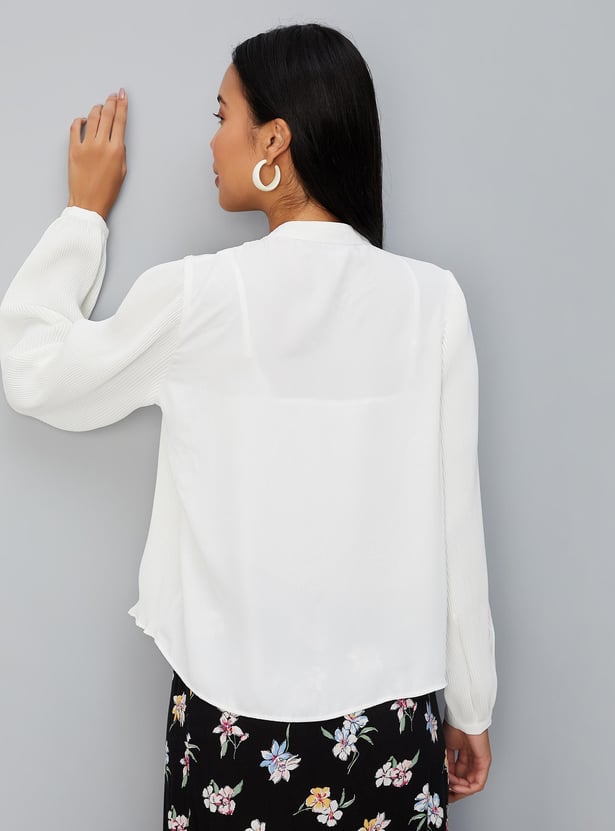 Women Pleated Semi-Formal Blouse