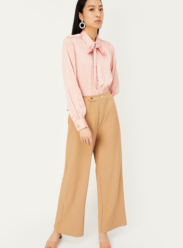 Women Satin Blouse with Pearl Buttons