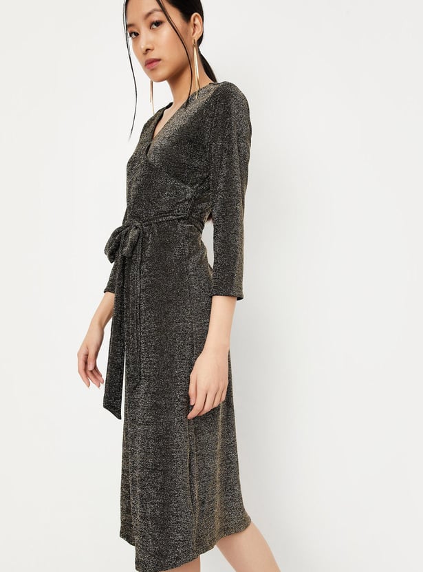 Buy Women Shimmer Knit Wrap Dress Online at just Rs. 1599.0 ...