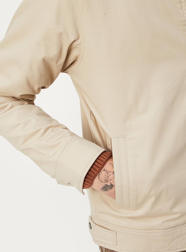 Men Solid Mock Collar Jacket