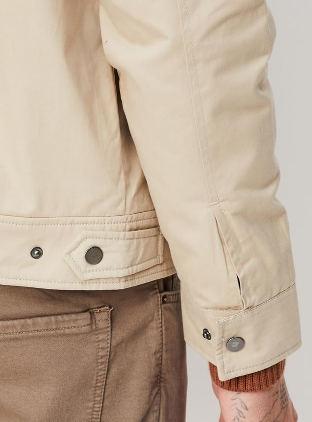 Men Solid Mock Collar Jacket