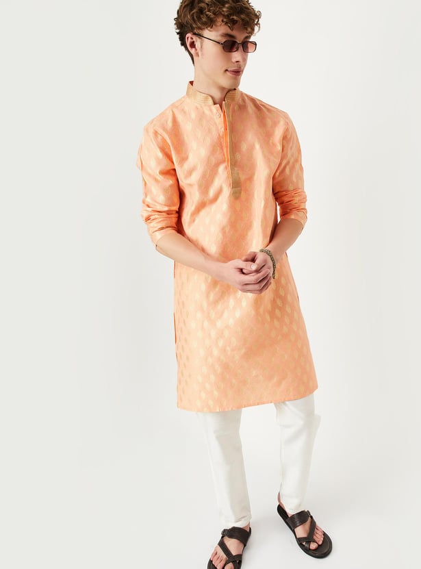 Men Woven Brocade Straight Kurta