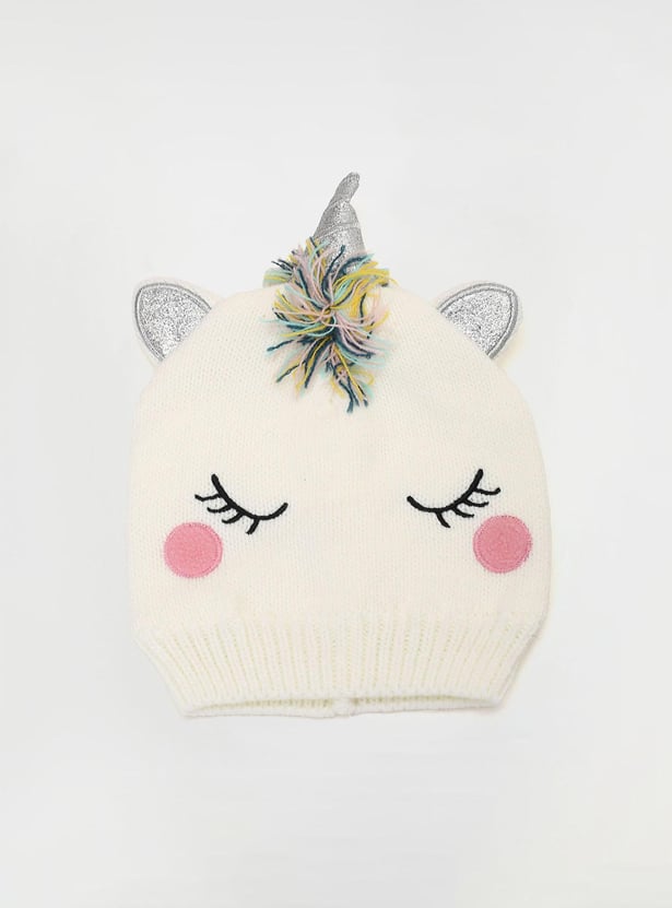 Girls Embroidered Beanie & Mitten Set
