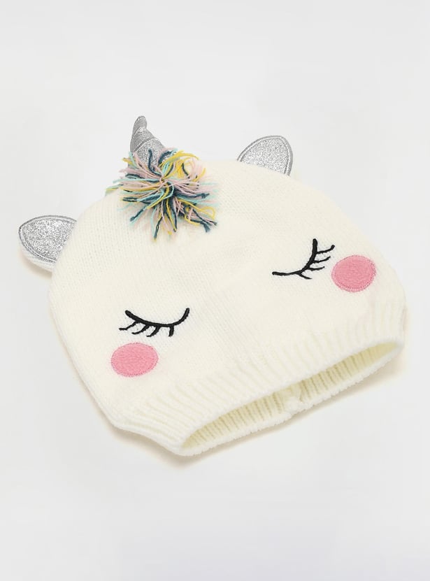 Girls Embroidered Beanie & Mitten Set