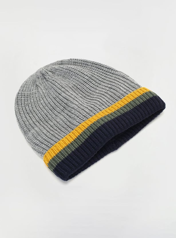 Men Striped Knitted Beanie