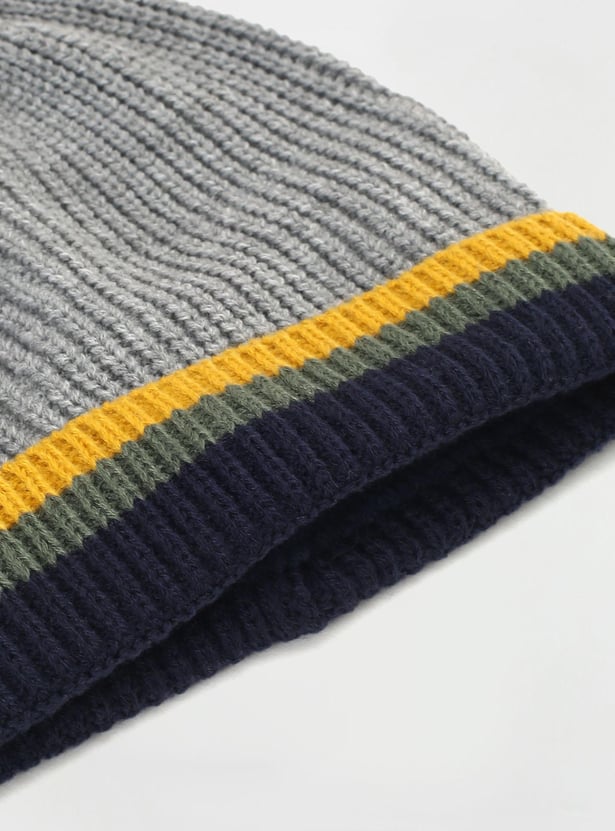 Men Striped Knitted Beanie