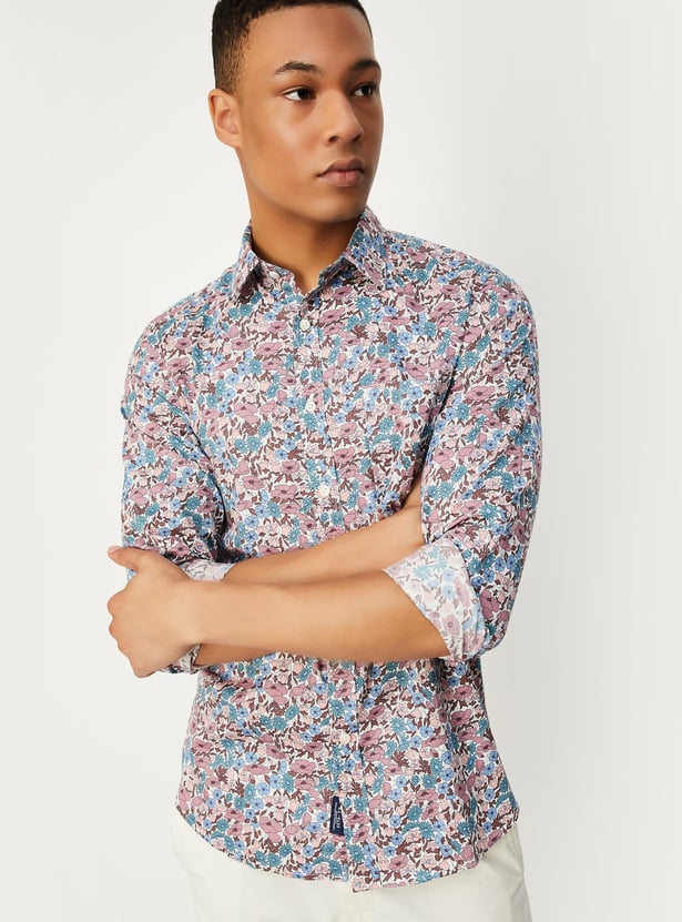 Men Slim Fit Floral Printed Casual Shirt