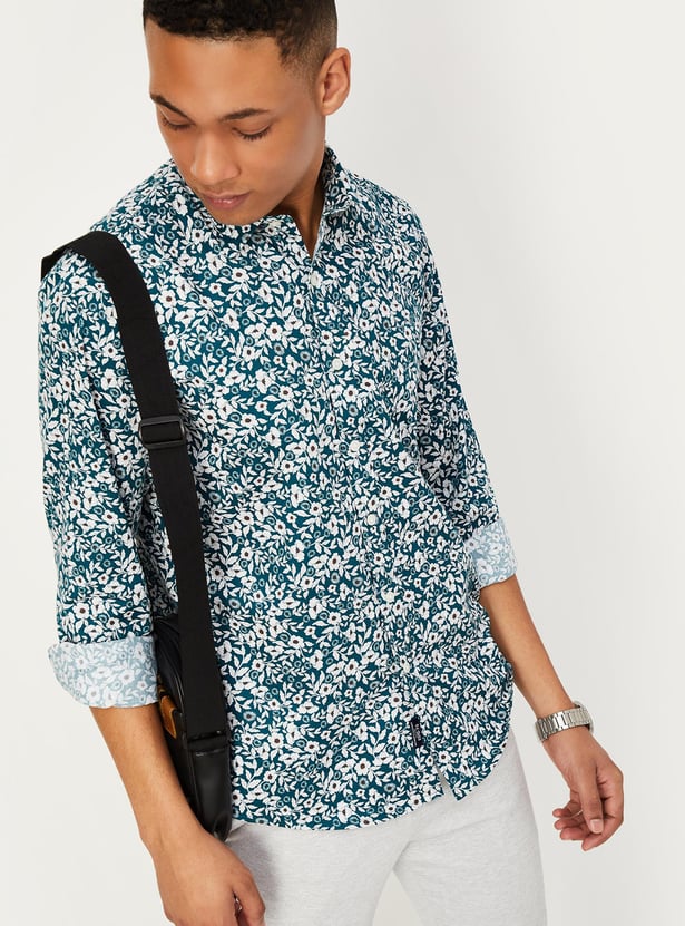 Men Floral Printed Slim Fit Shirt