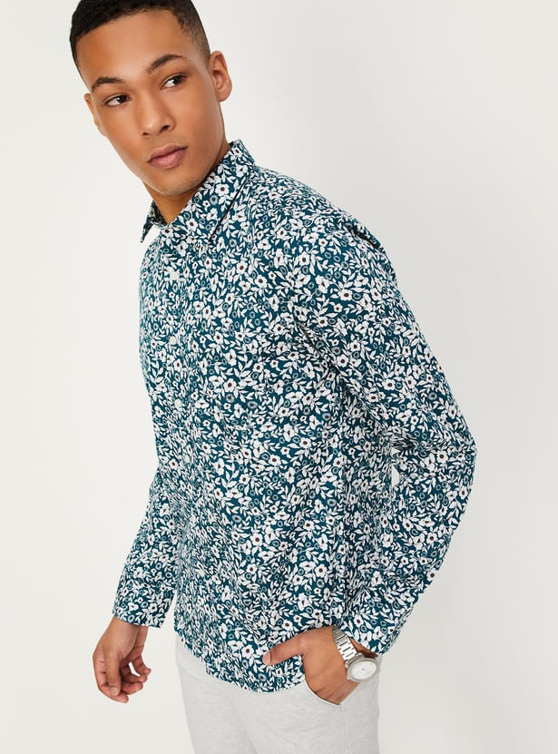 Men Floral Printed Slim Fit Shirt