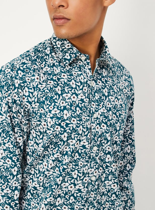 Men Floral Printed Slim Fit Shirt