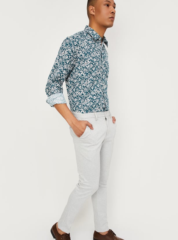 Men Floral Printed Slim Fit Shirt