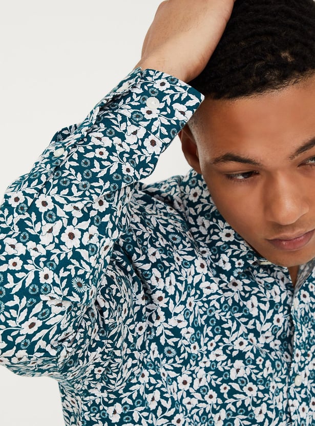 Men Floral Printed Slim Fit Shirt