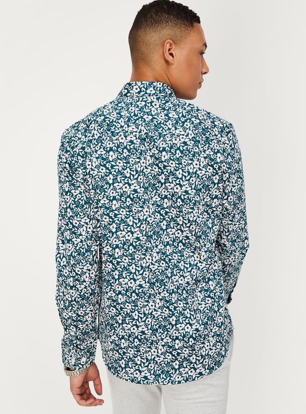 Men Floral Printed Slim Fit Shirt