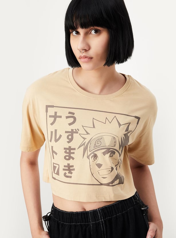 Women Naruto Printed Cropped T-shirt