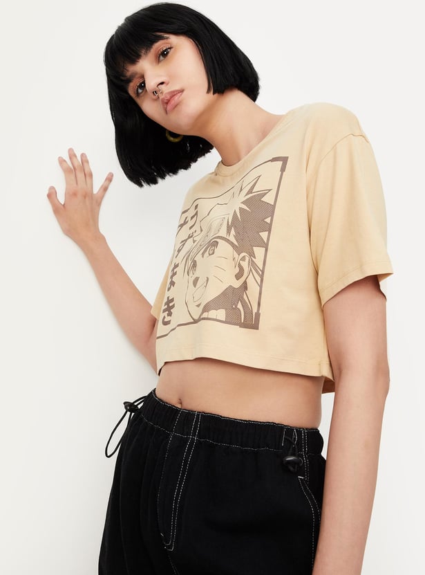 Women Naruto Printed Cropped T-shirt